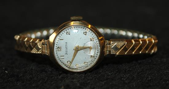 22ct gold wedding ring & a ladies gold-plated Helvetia wristwatch